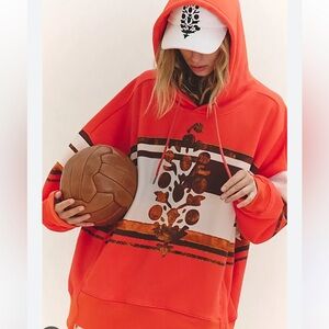 Free People Movement Sprint to the Finish Logo Hoodie in Pomegranate